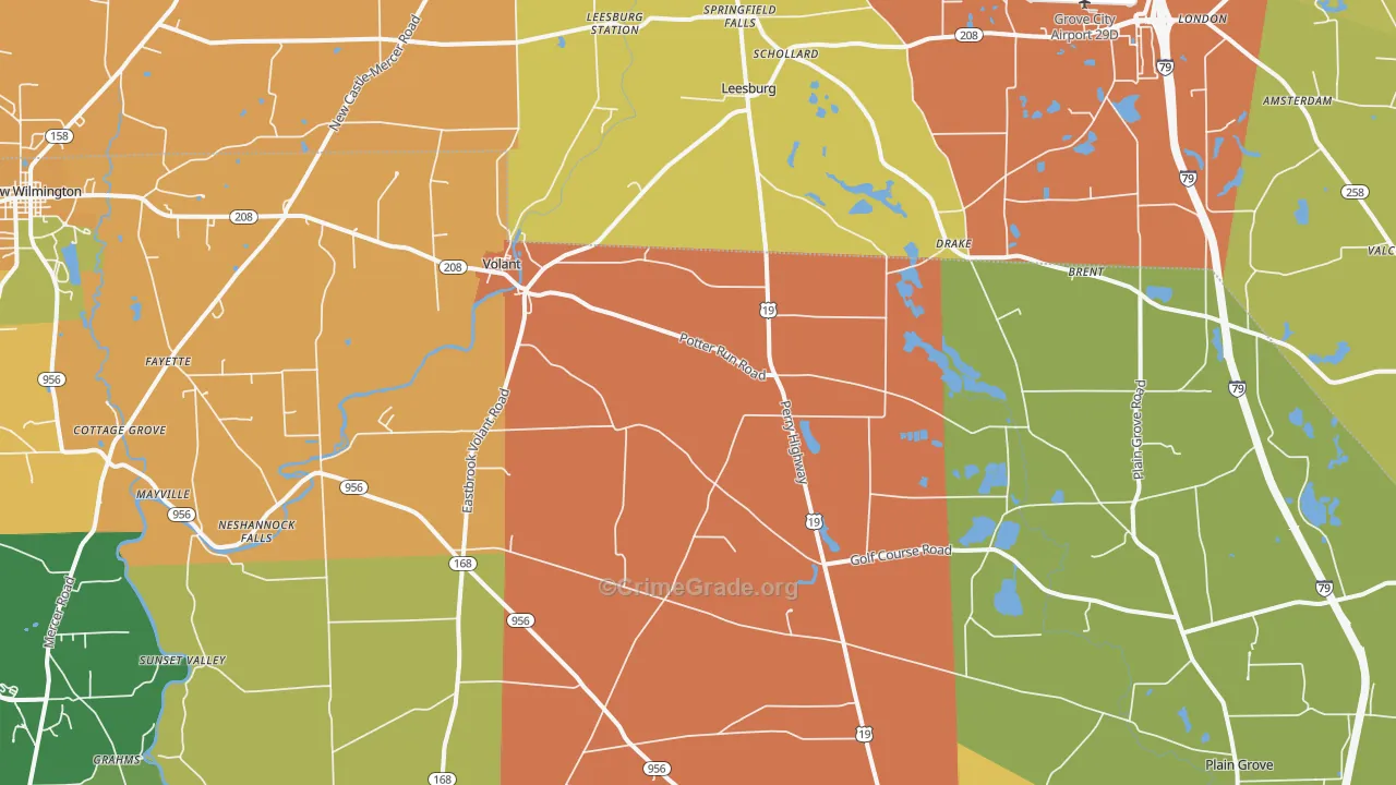 Volant, PA Map of Drug-Related Crime Rates