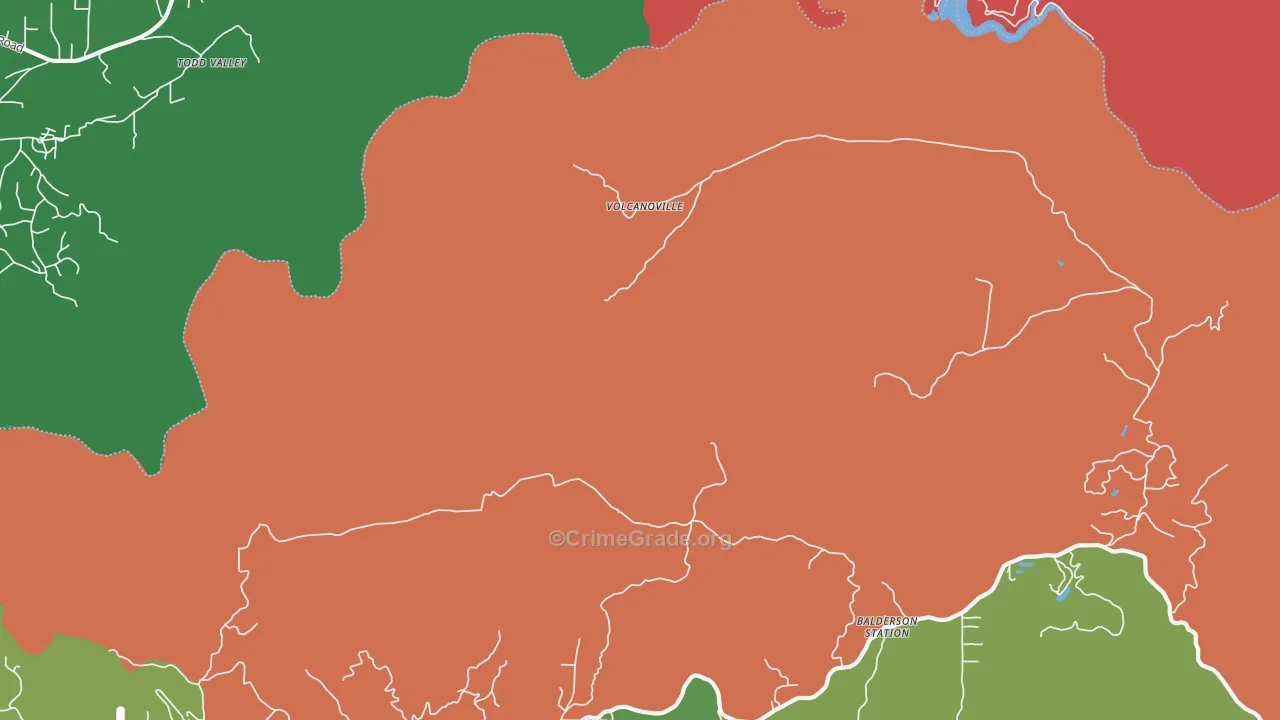 Volcanoville, CA Map of Drug-Related Crime Rates