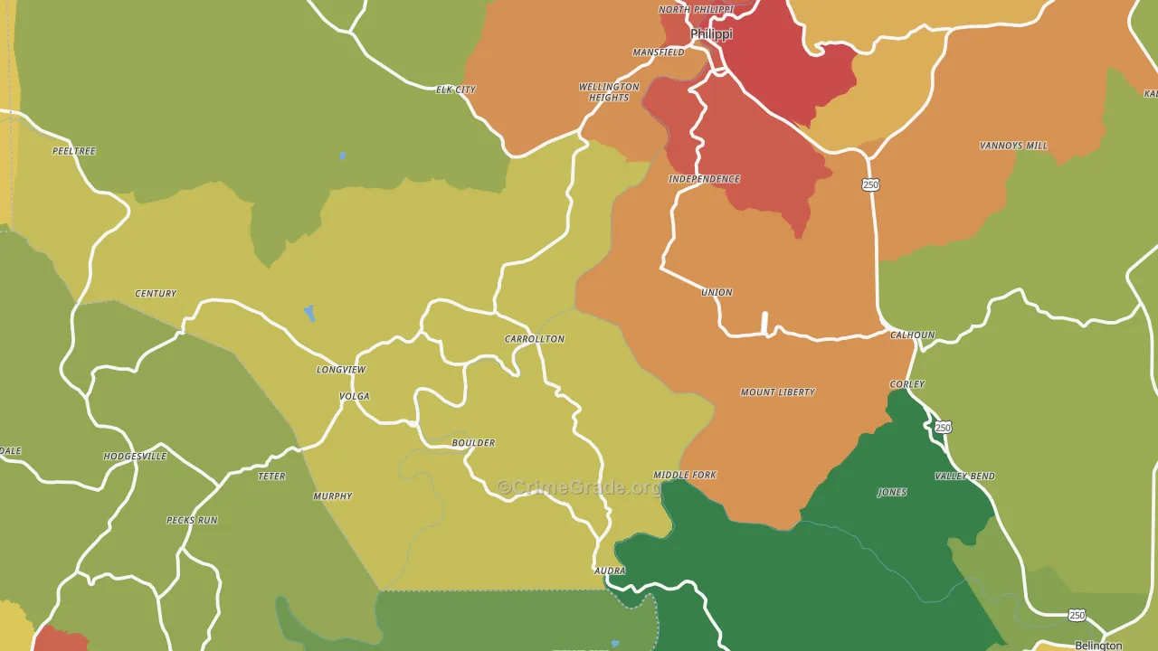 Volga, WV Map of Drug-Related Crime Rates