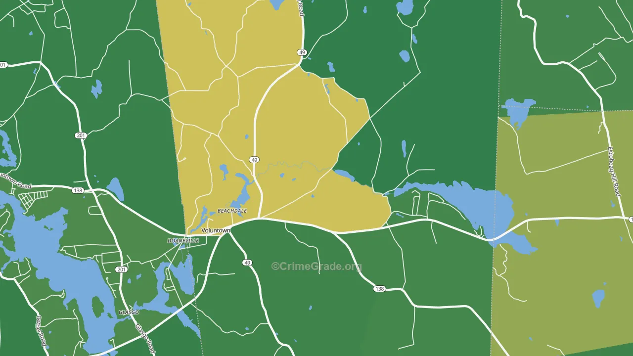 Voluntown, CT Map of Drug-Related Crime Rates