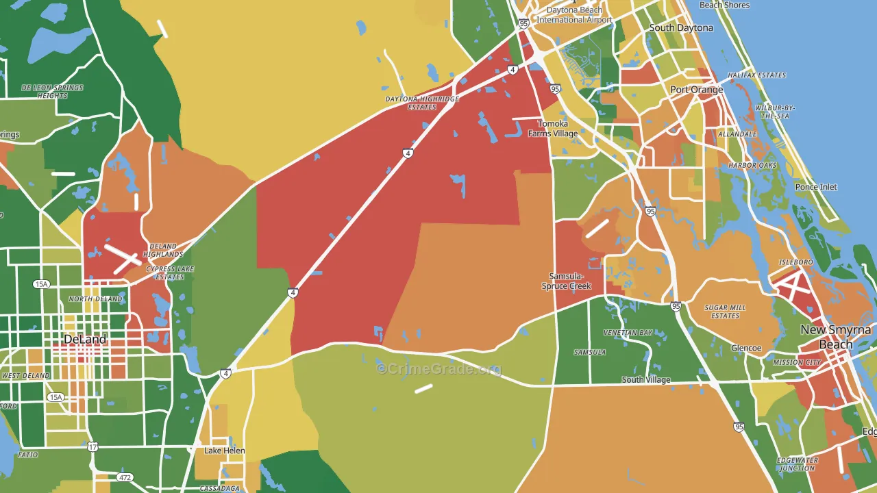 Volusia County, FL Map of Drug-Related Crime Rates