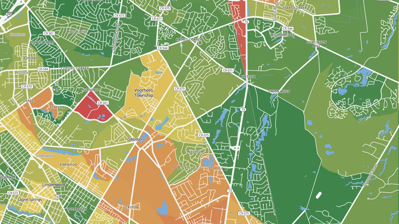 Voorhees, NJ Map of Drug-Related Crime Rates