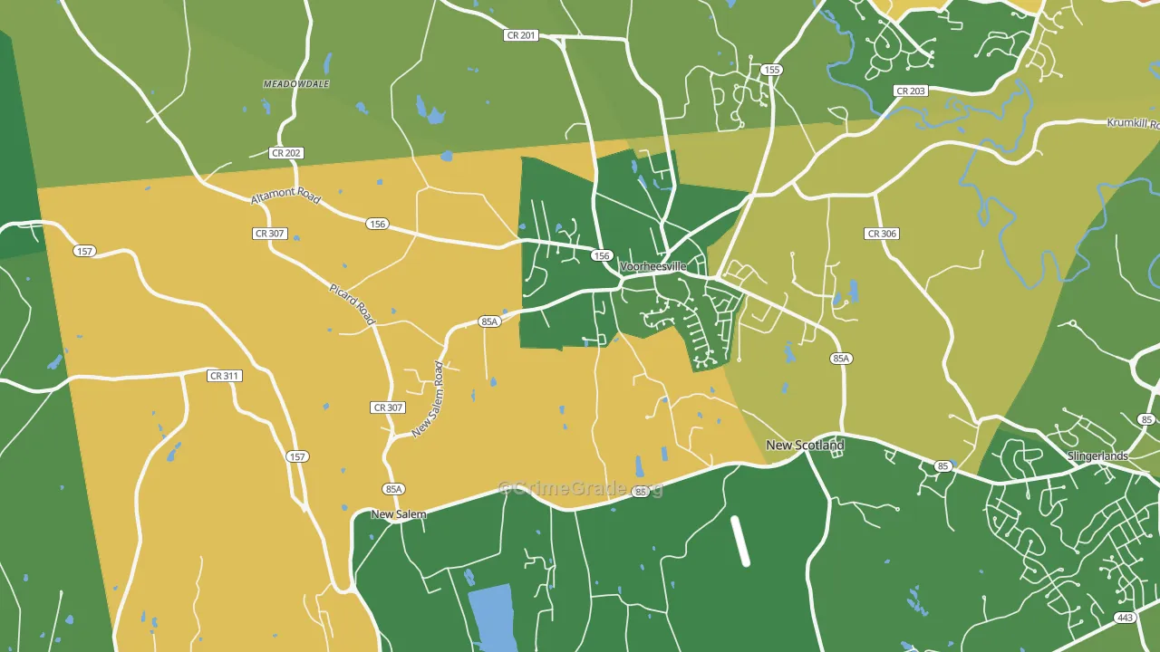Voorheesville, NY Map of Drug-Related Crime Rates