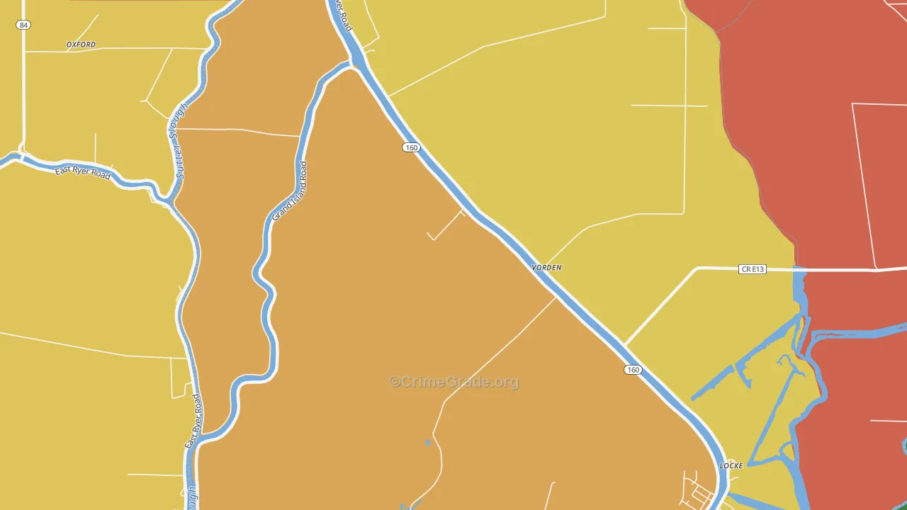 Vorden, CA Map of Drug-Related Crime Rates