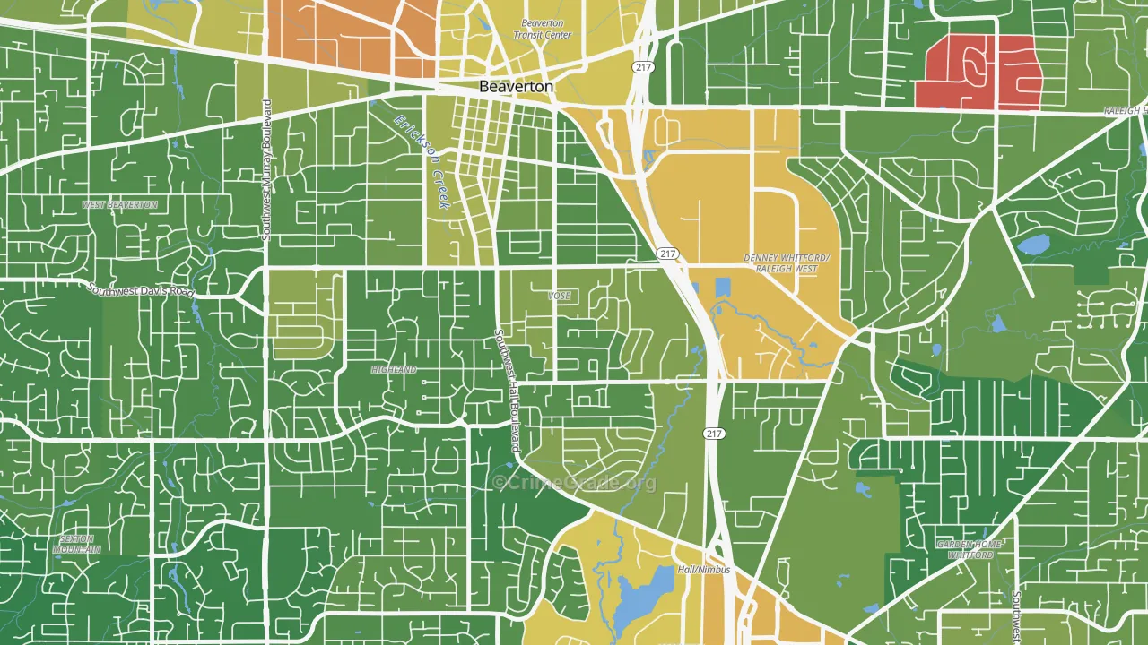 Vose, Beaverton, OR Map of Drug-Related Crime Rates
