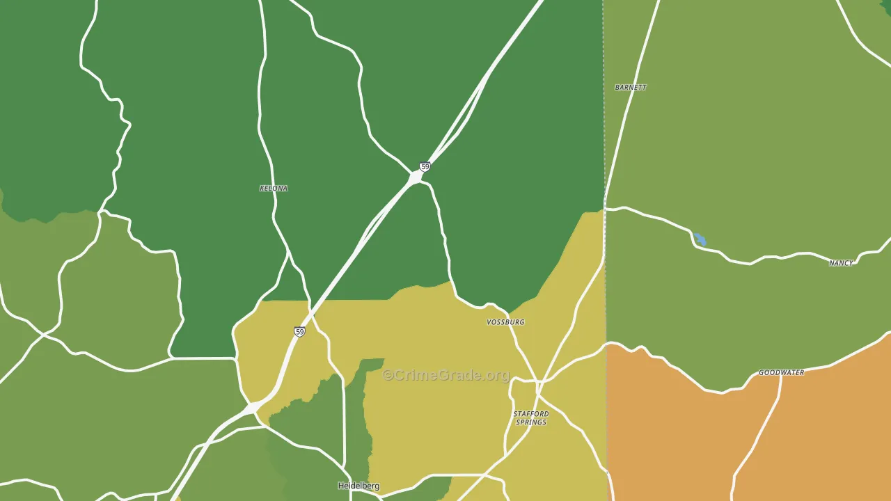 Vossburg, MS Map of Drug-Related Crime Rates