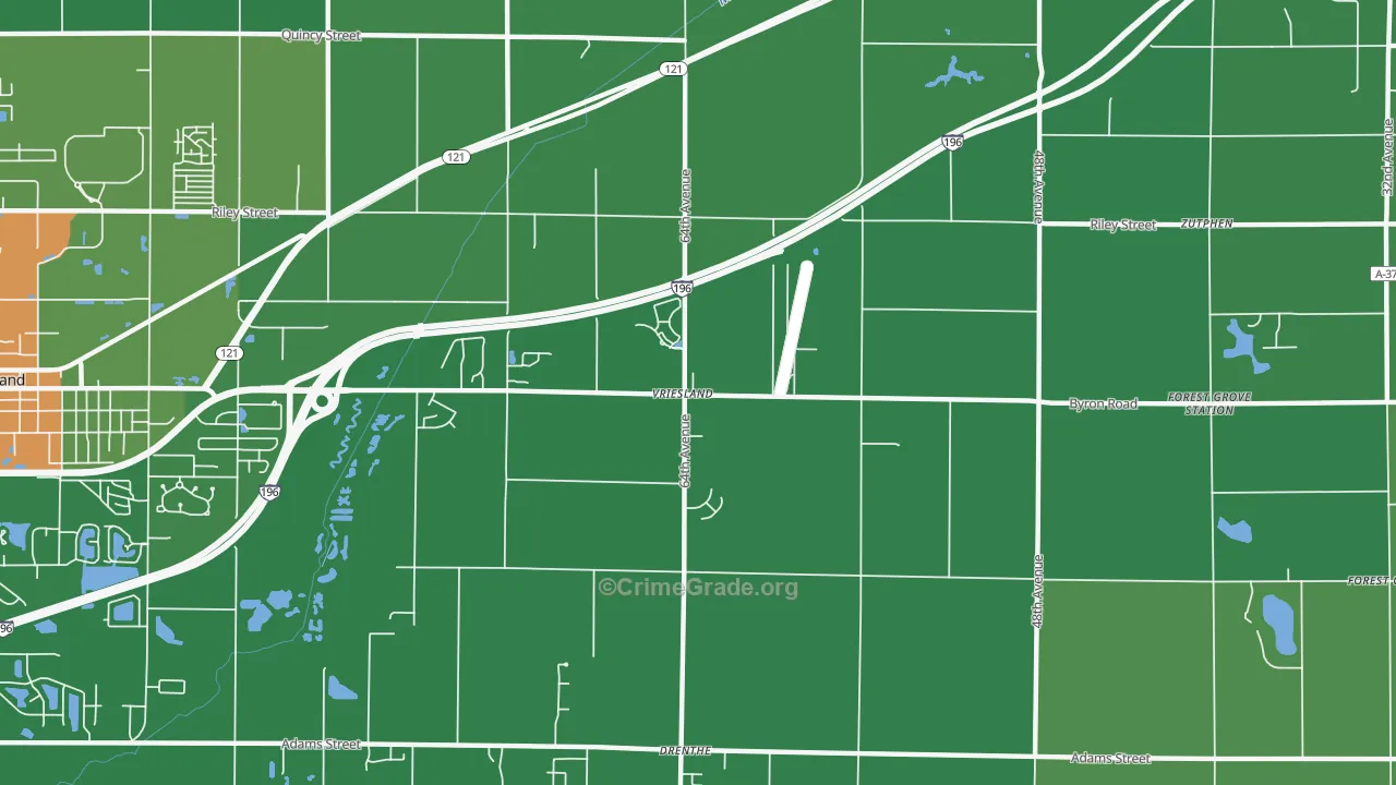 Vriesland, MI Map of Drug-Related Crime Rates