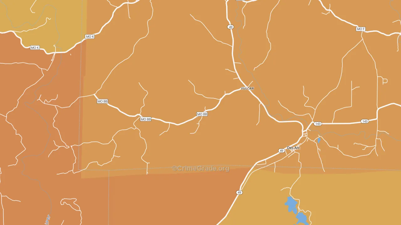 Vulcan, MO Map of Drug-Related Crime Rates