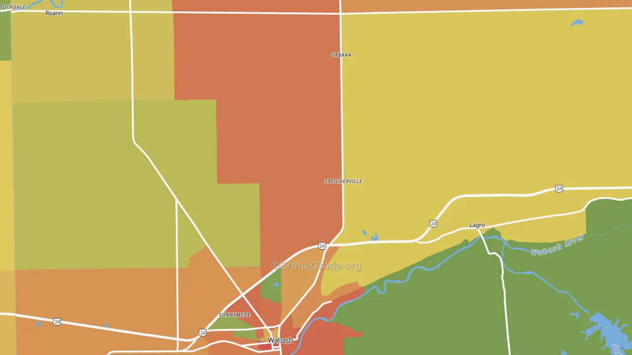 Wabash County, IN Map of Drug-Related Crime Rates