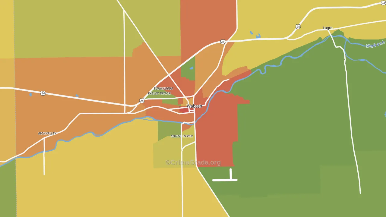 Wabash, IN Map of Drug-Related Crime Rates