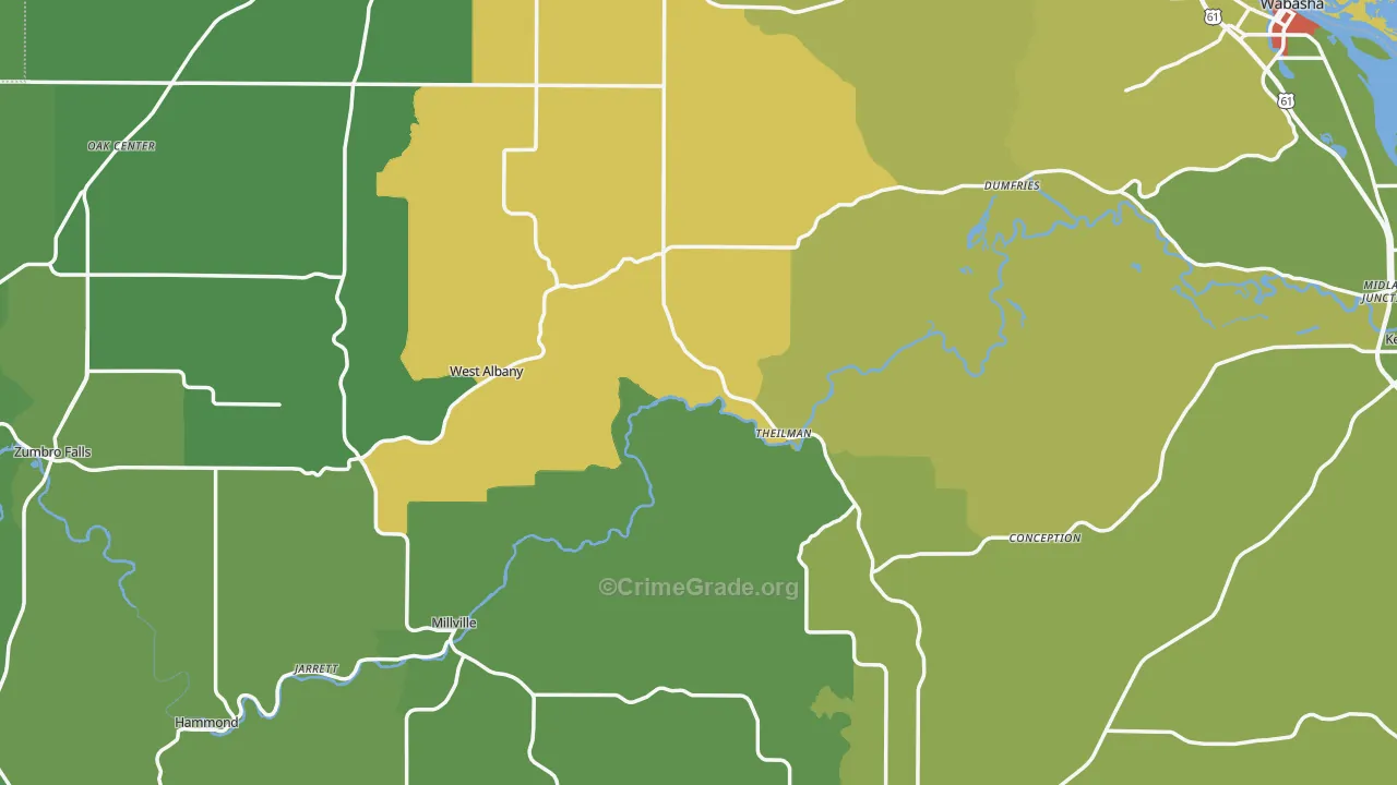 Wabasha County, MN Map of Drug-Related Crime Rates