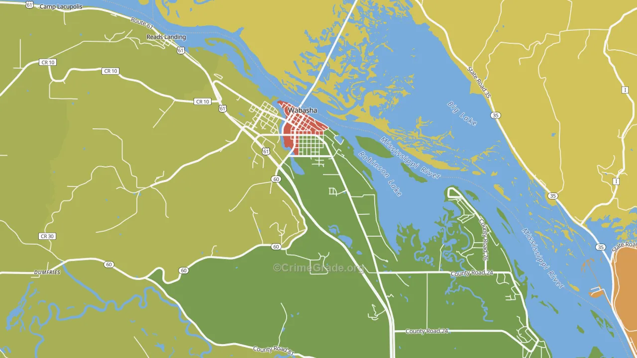 Wabasha, MN Map of Drug-Related Crime Rates