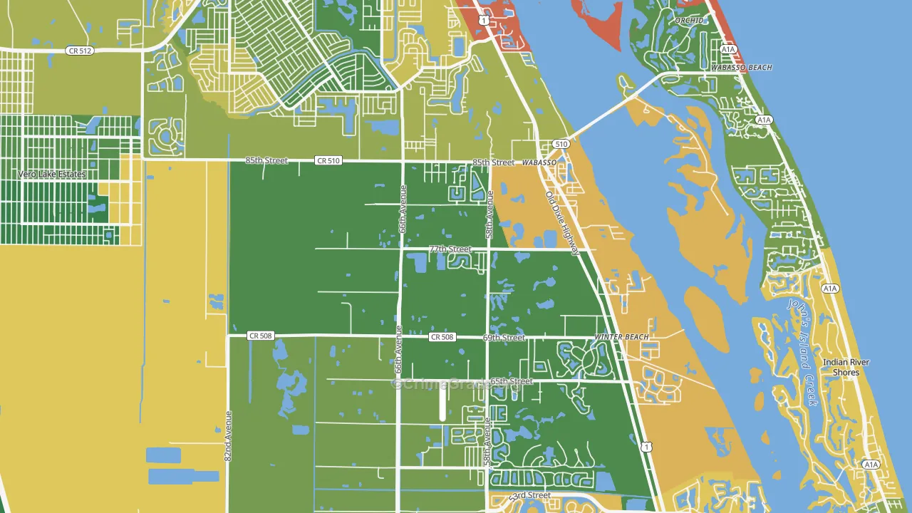 Wabasso, FL Map of Drug-Related Crime Rates