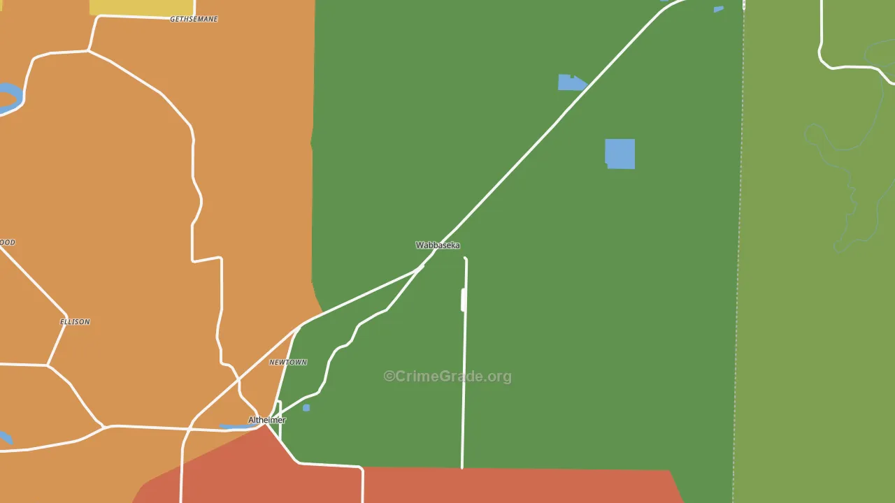 Wabbaseka, AR Map of Drug-Related Crime Rates