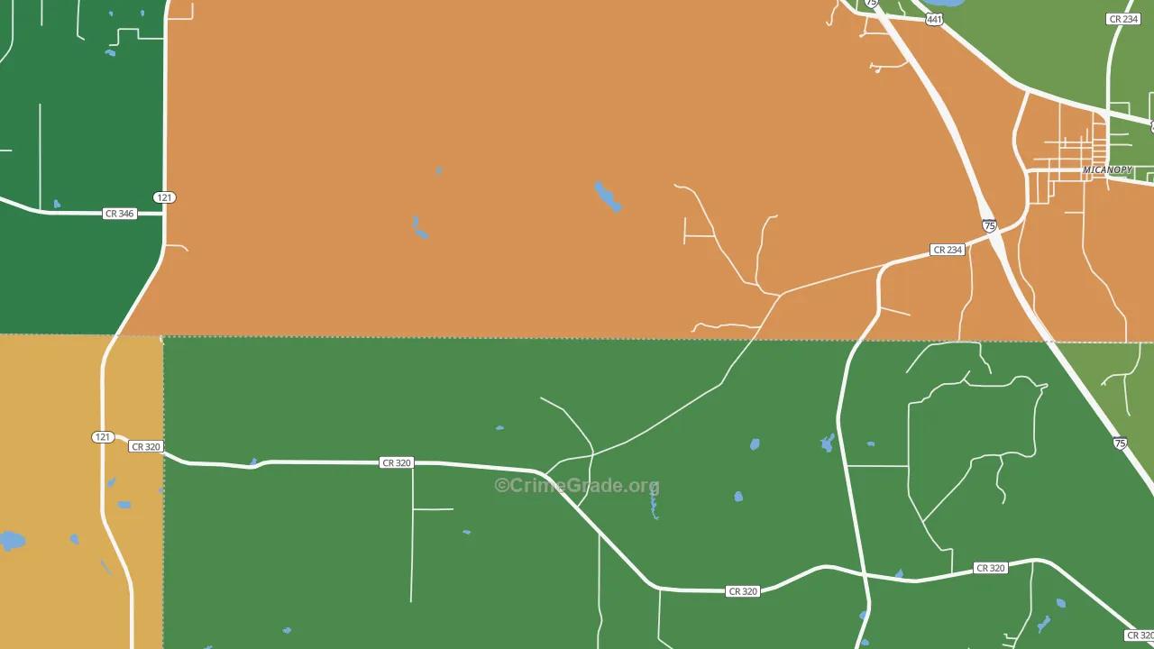 Wacahoota, FL Map of Drug-Related Crime Rates