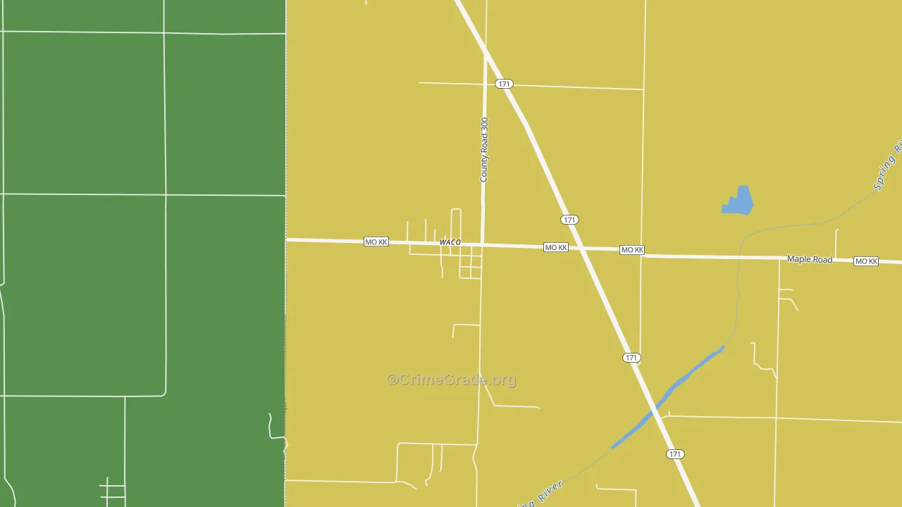 Waco, MO Map of Drug-Related Crime Rates