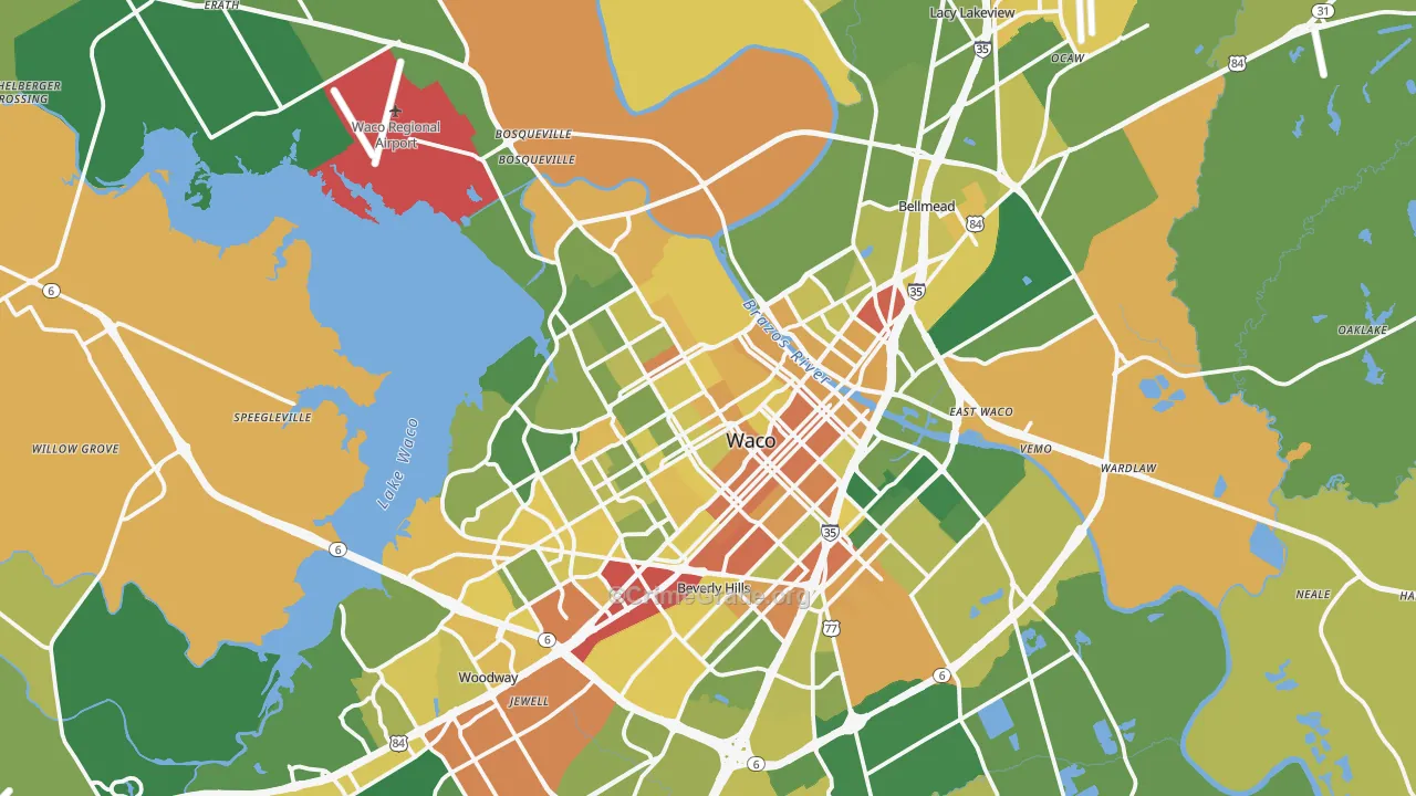 Waco, TX Map of Drug-Related Crime Rates
