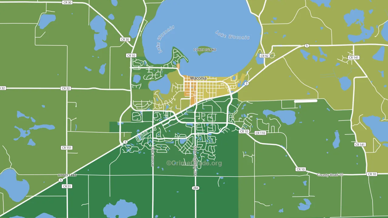 Waconia, MN Map of Drug-Related Crime Rates