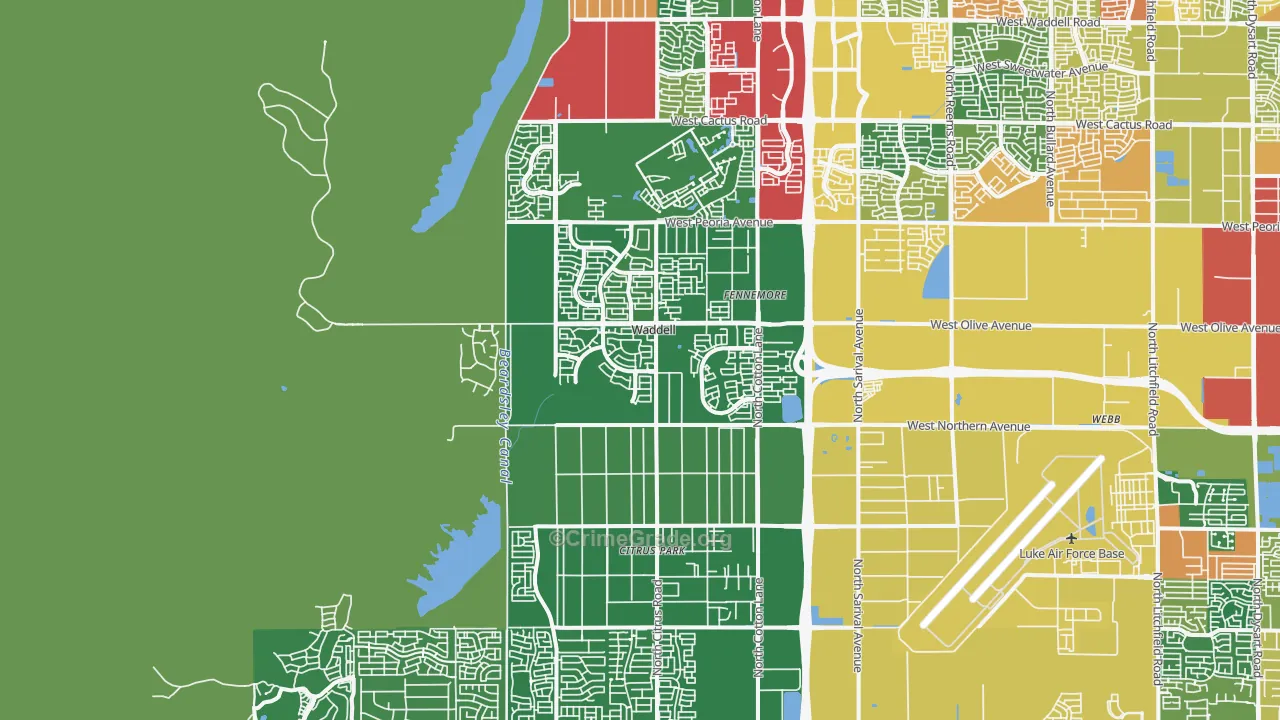 Waddell, AZ Map of Drug-Related Crime Rates