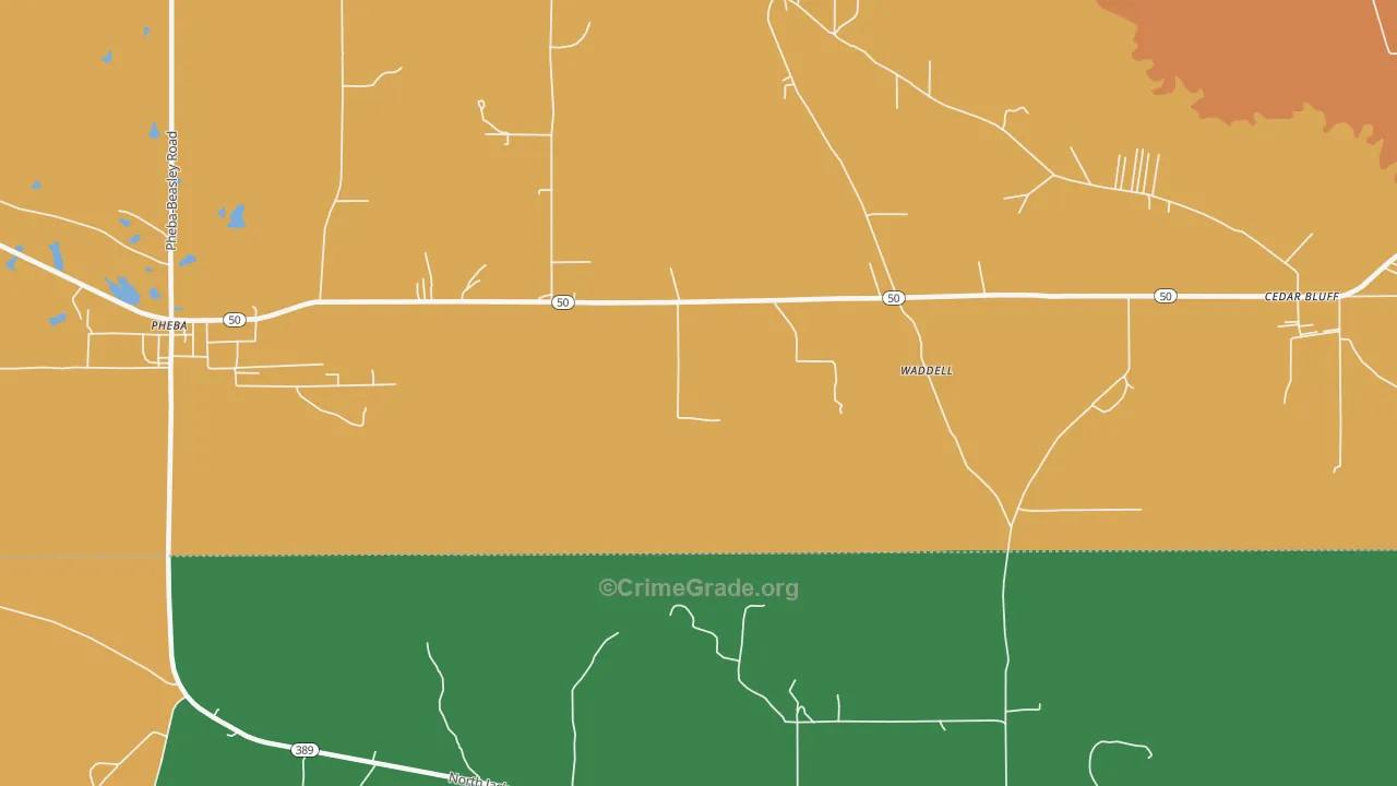 Waddell, MS Map of Drug-Related Crime Rates