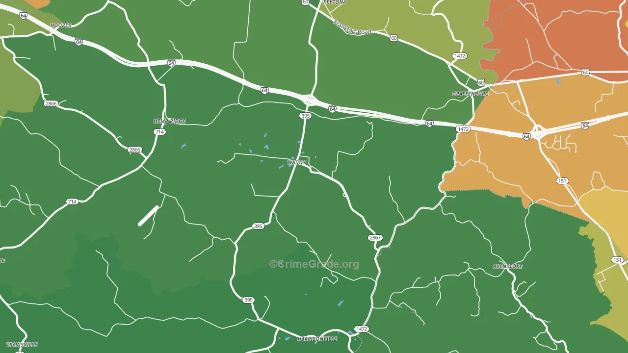 Waddy, KY Map of Drug-Related Crime Rates