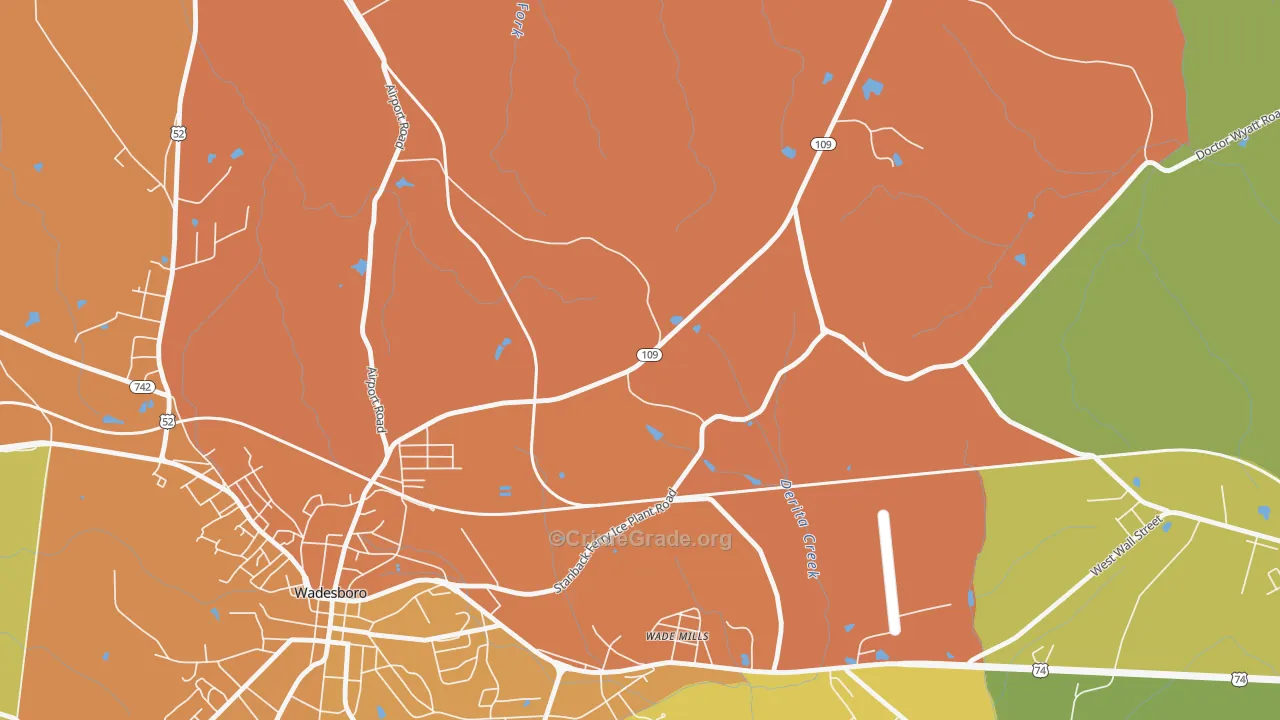 Wade Mills, NC Map of Drug-Related Crime Rates