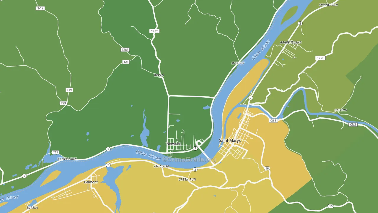 Wade, OH Map of Drug-Related Crime Rates
