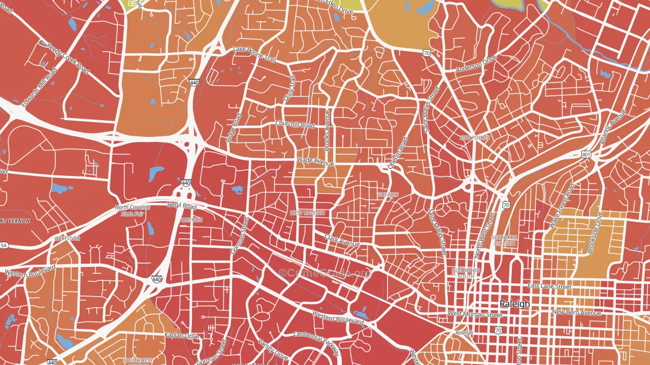 Wade, Raleigh, NC Map of Drug-Related Crime Rates