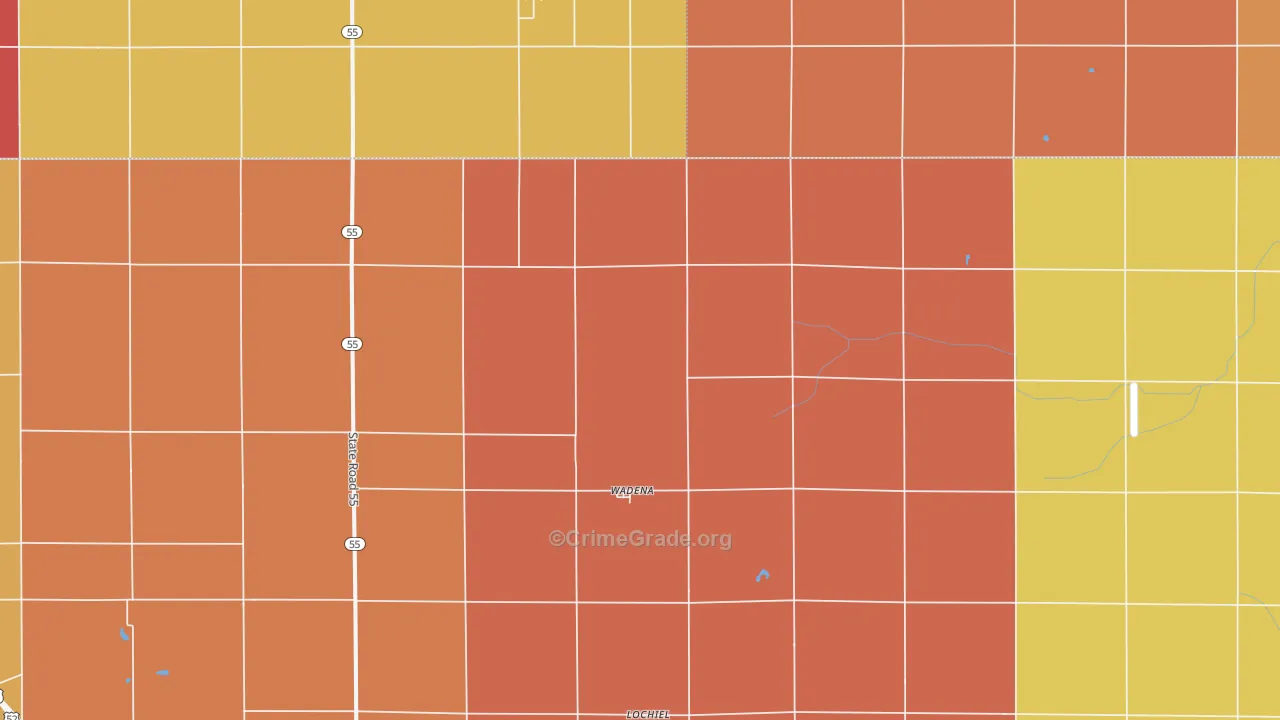 Wadena, IN Map of Drug-Related Crime Rates