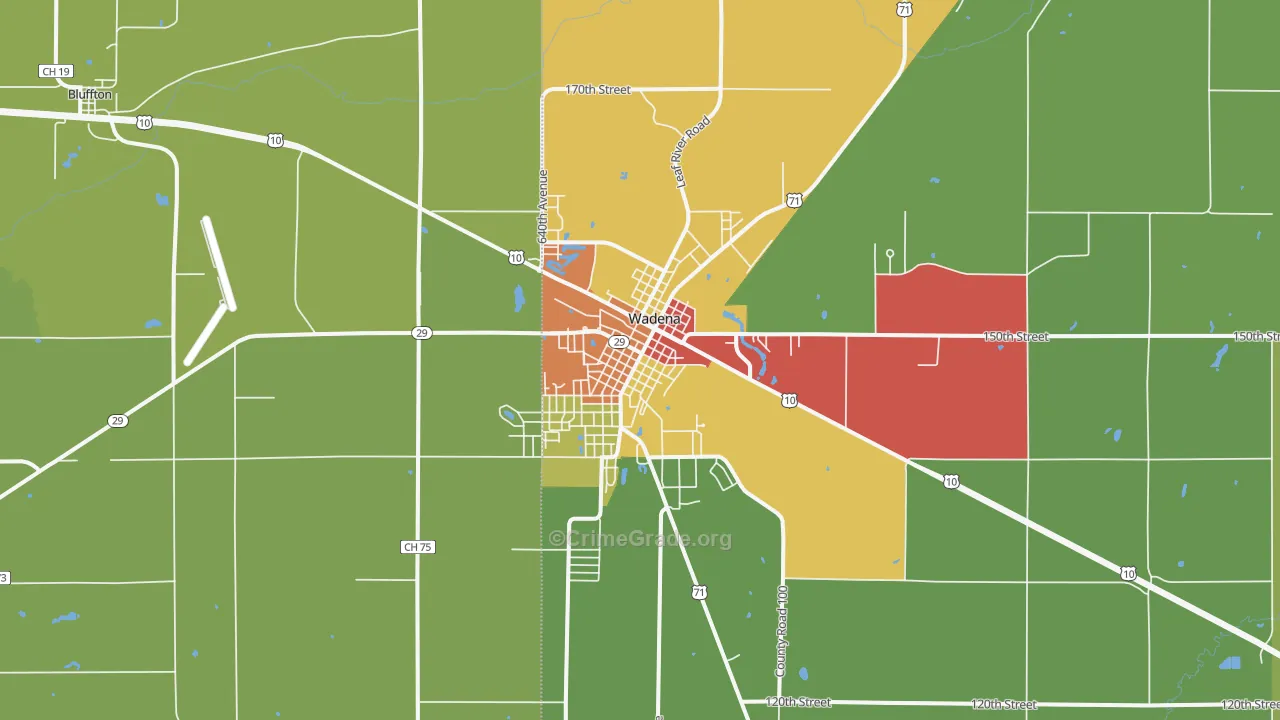 Wadena, MN Map of Drug-Related Crime Rates