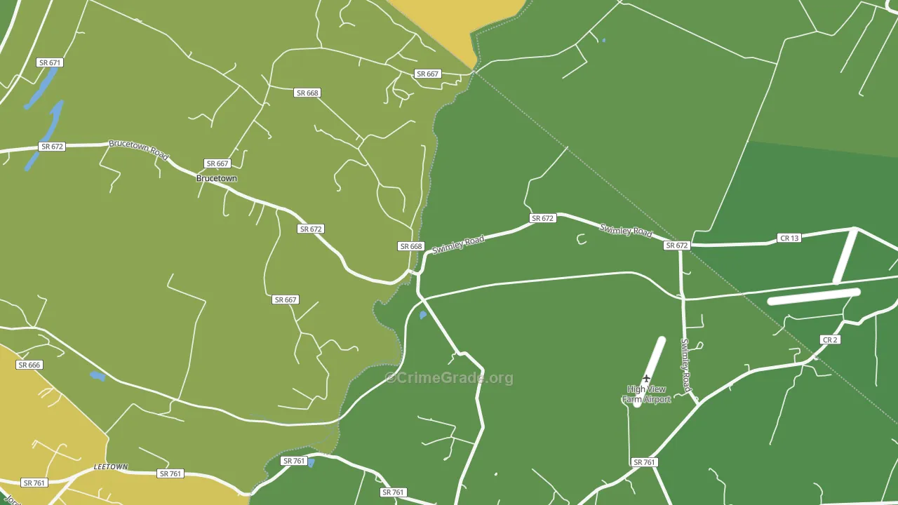 Wadesville, VA Map of Drug-Related Crime Rates