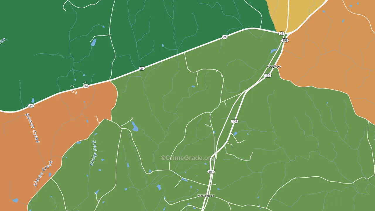 Wadeville, NC Map of Drug-Related Crime Rates