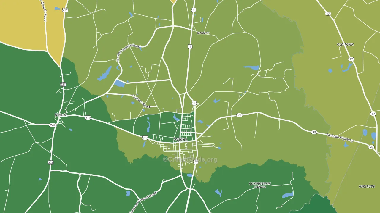 Wadley, GA Map of Drug-Related Crime Rates