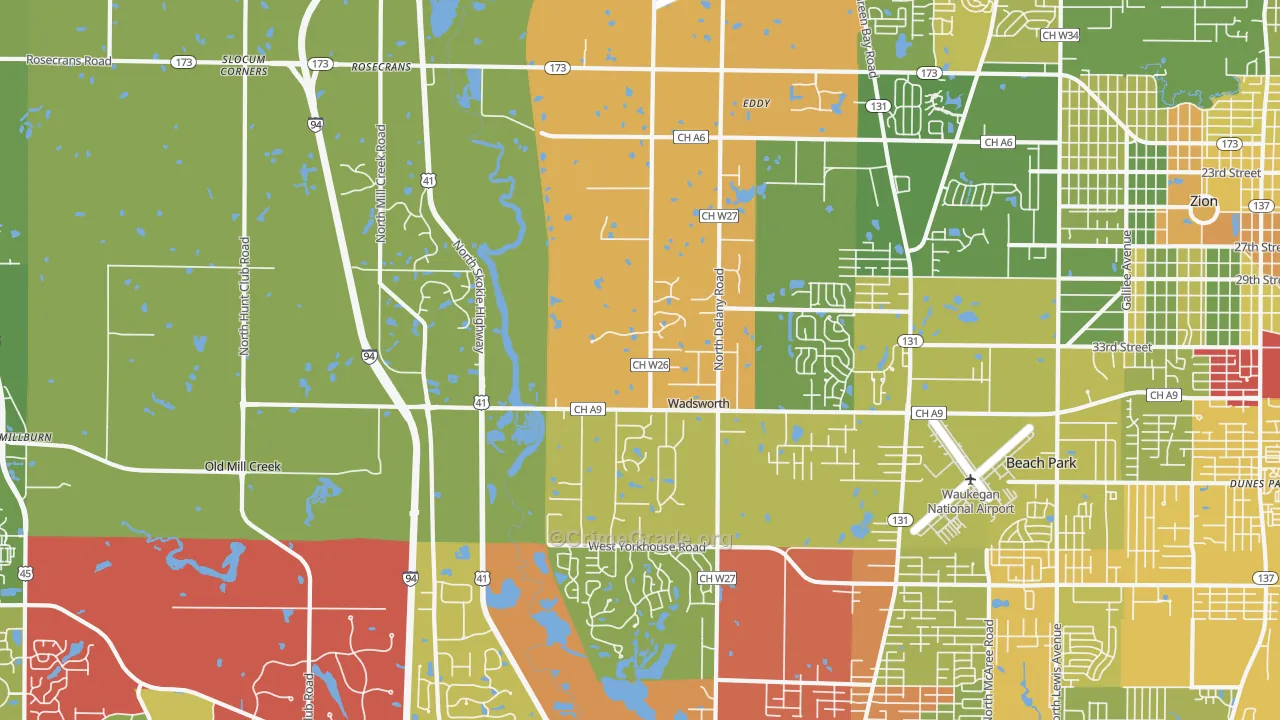 Wadsworth, IL Map of Drug-Related Crime Rates