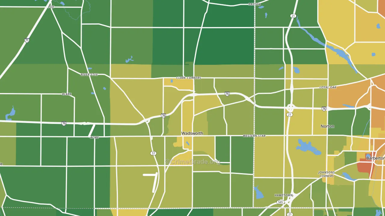 Wadsworth, OH Map of Drug-Related Crime Rates
