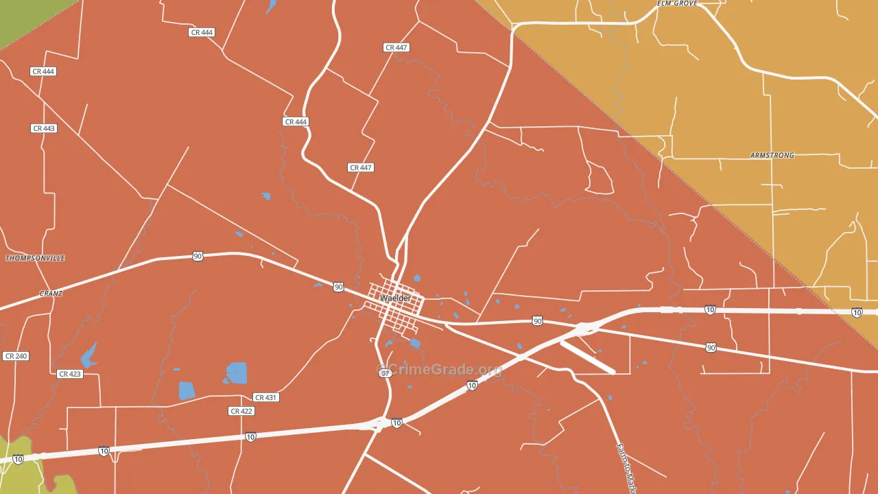 Waelder, TX Map of Drug-Related Crime Rates