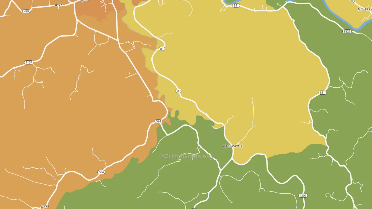 Wagersville, KY Map of Drug-Related Crime Rates