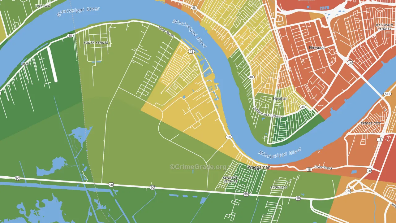 Waggaman, LA Map of Drug-Related Crime Rates