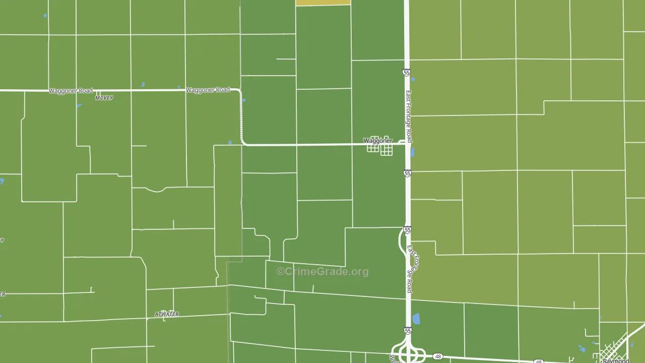 Waggoner, IL Map of Drug-Related Crime Rates