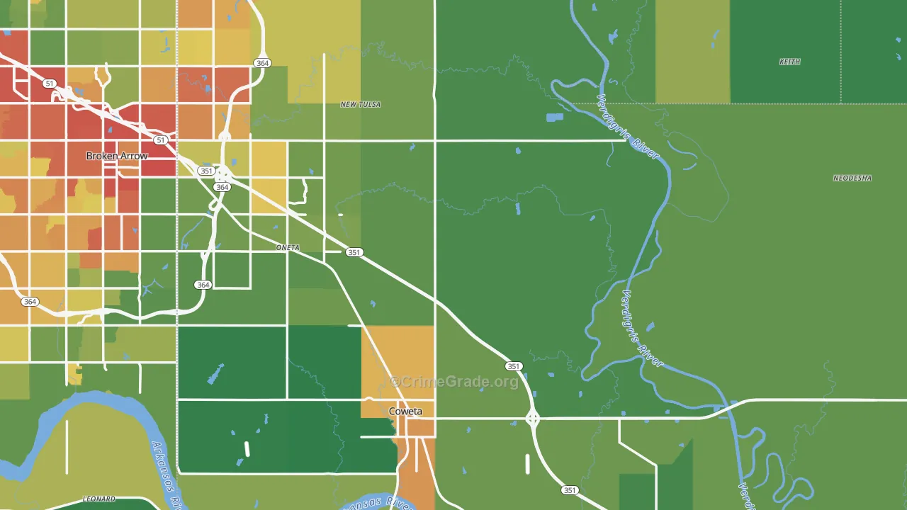 Wagoner County, OK Map of Drug-Related Crime Rates
