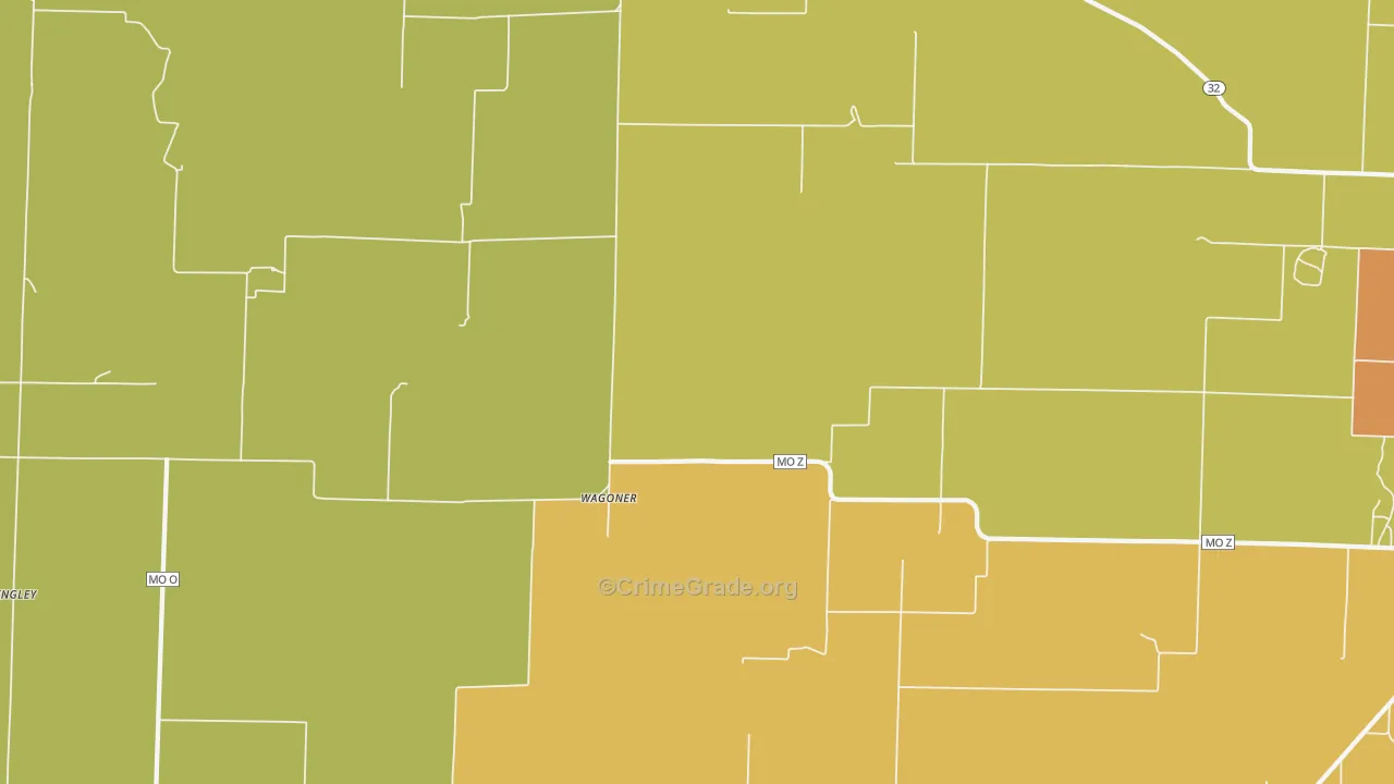 Wagoner, MO Map of Drug-Related Crime Rates