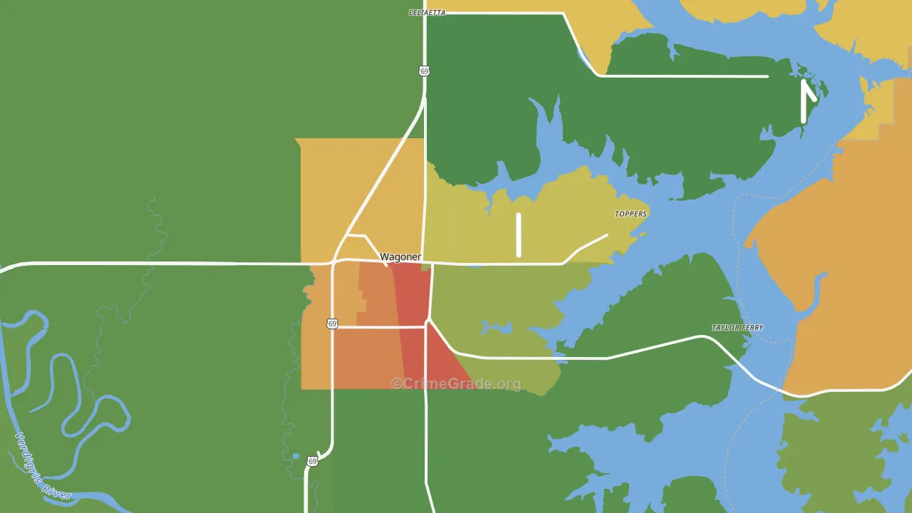 Wagoner, OK Map of Drug-Related Crime Rates