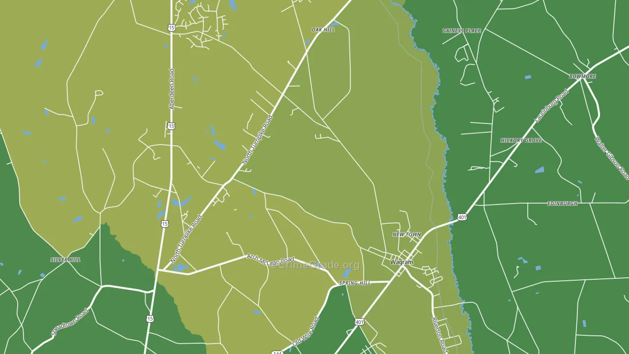 Wagram, NC Map of Drug-Related Crime Rates