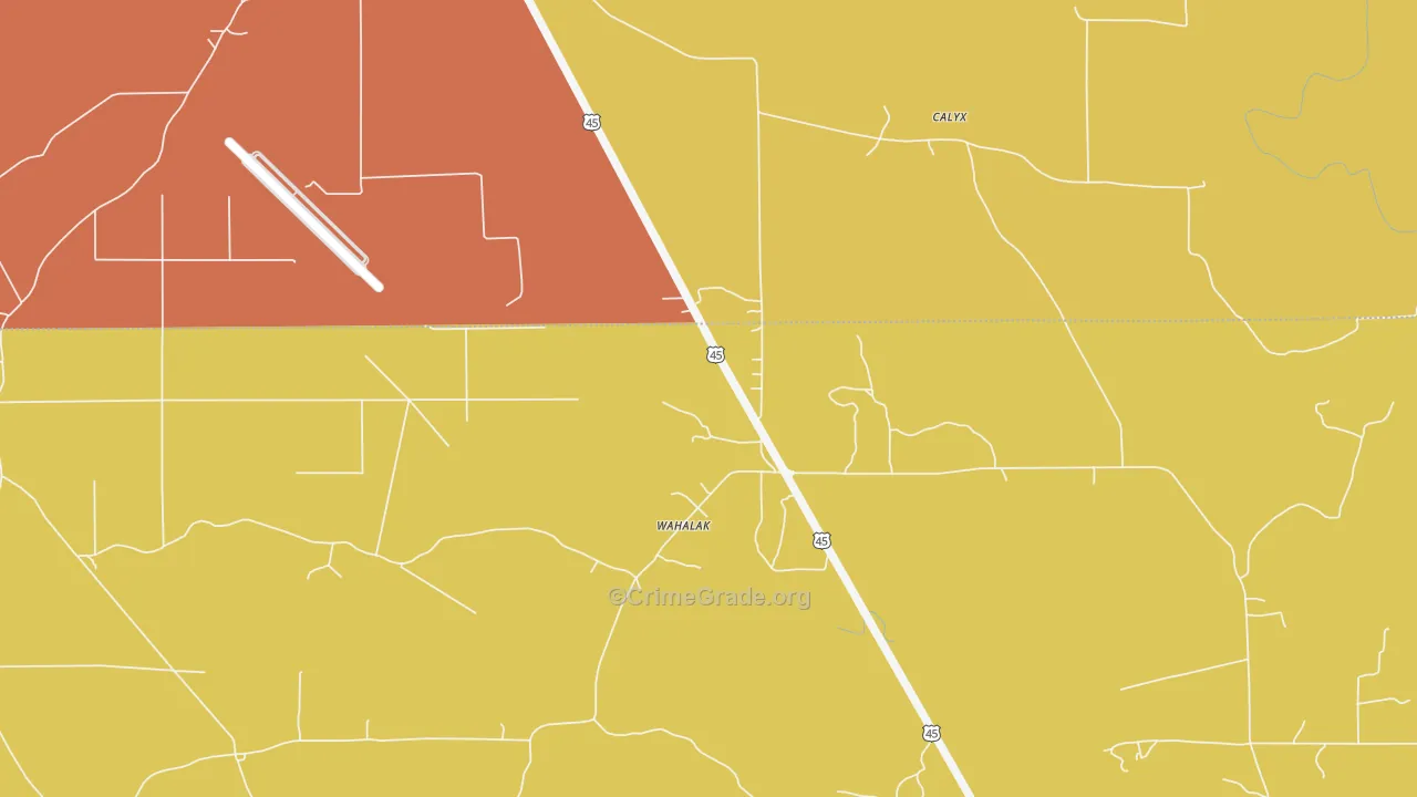 Wahalak, MS Map of Drug-Related Crime Rates