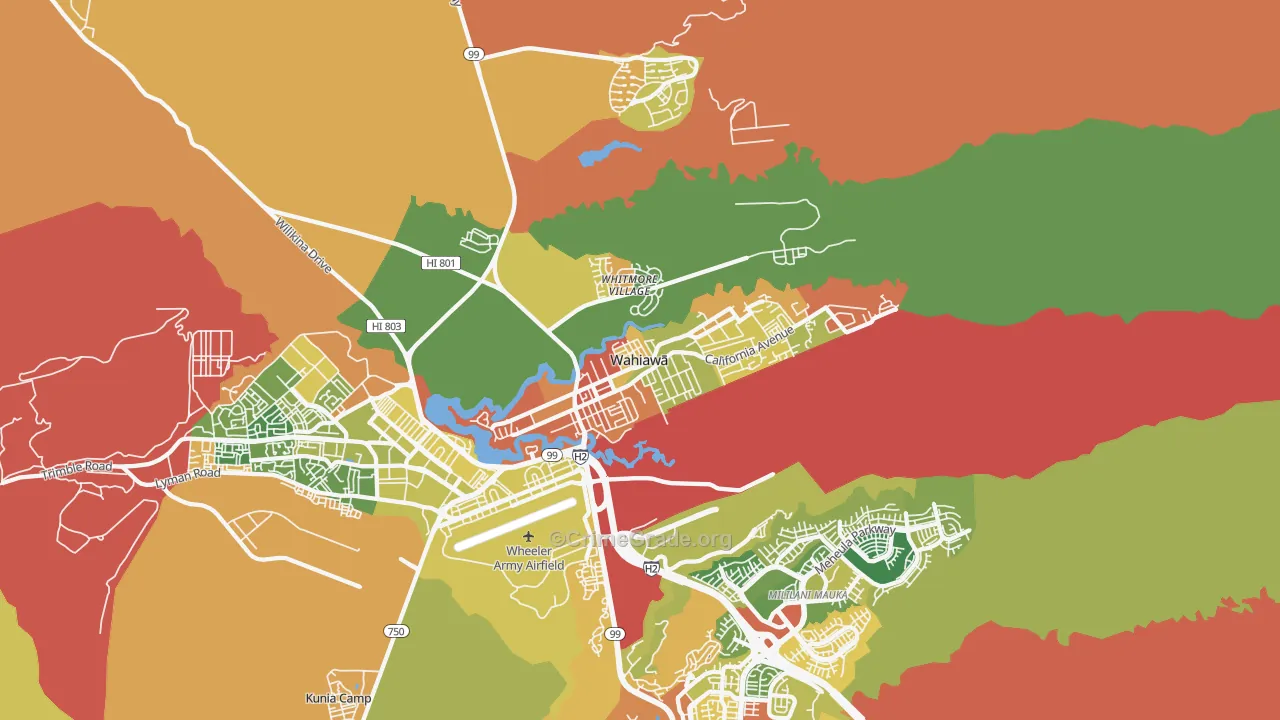 Wahiawa, HI Map of Drug-Related Crime Rates