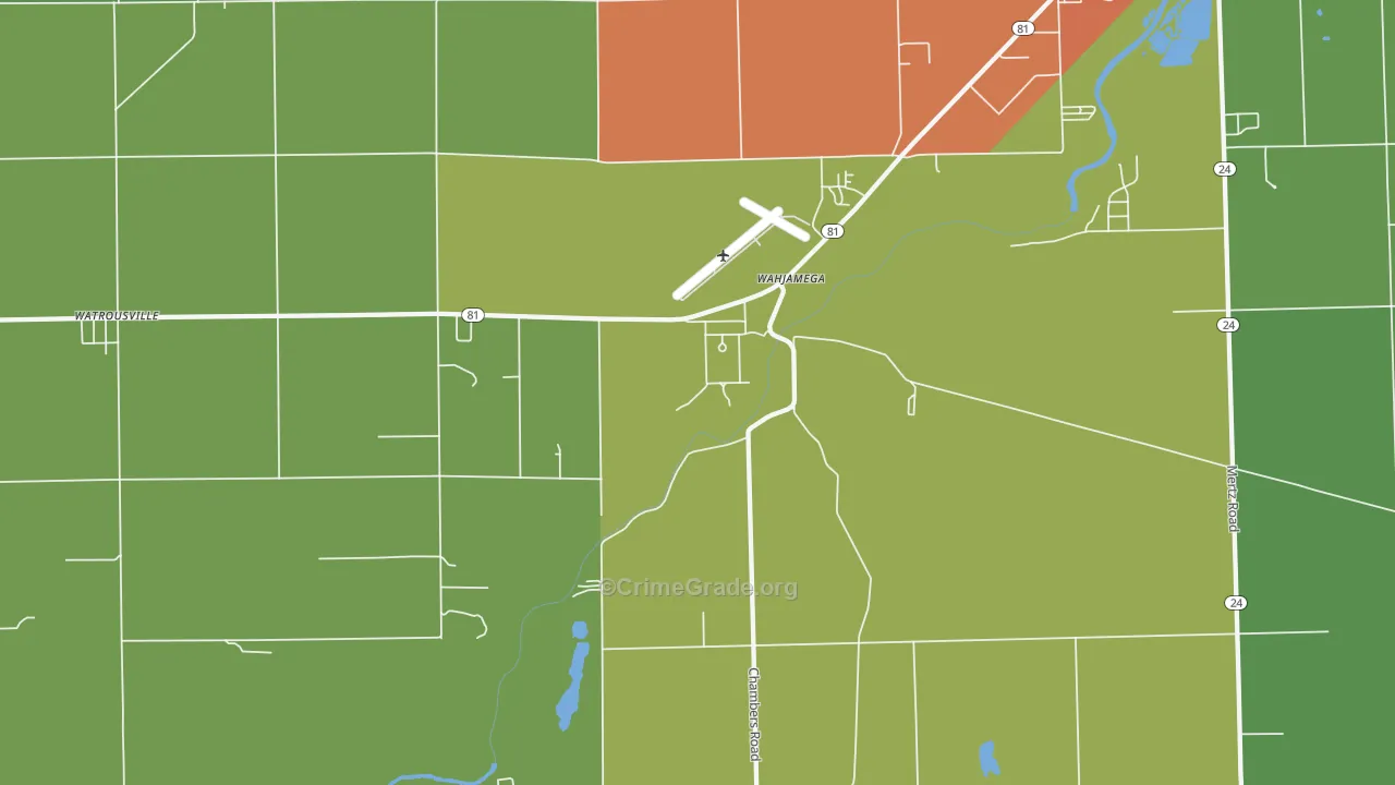 Wahjamega, MI Map of Drug-Related Crime Rates