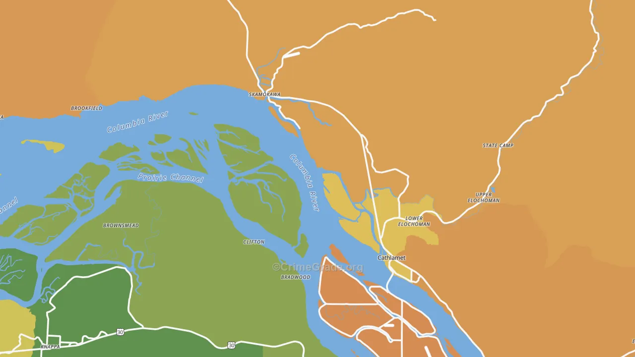 Wahkiakum County, WA Map of Drug-Related Crime Rates