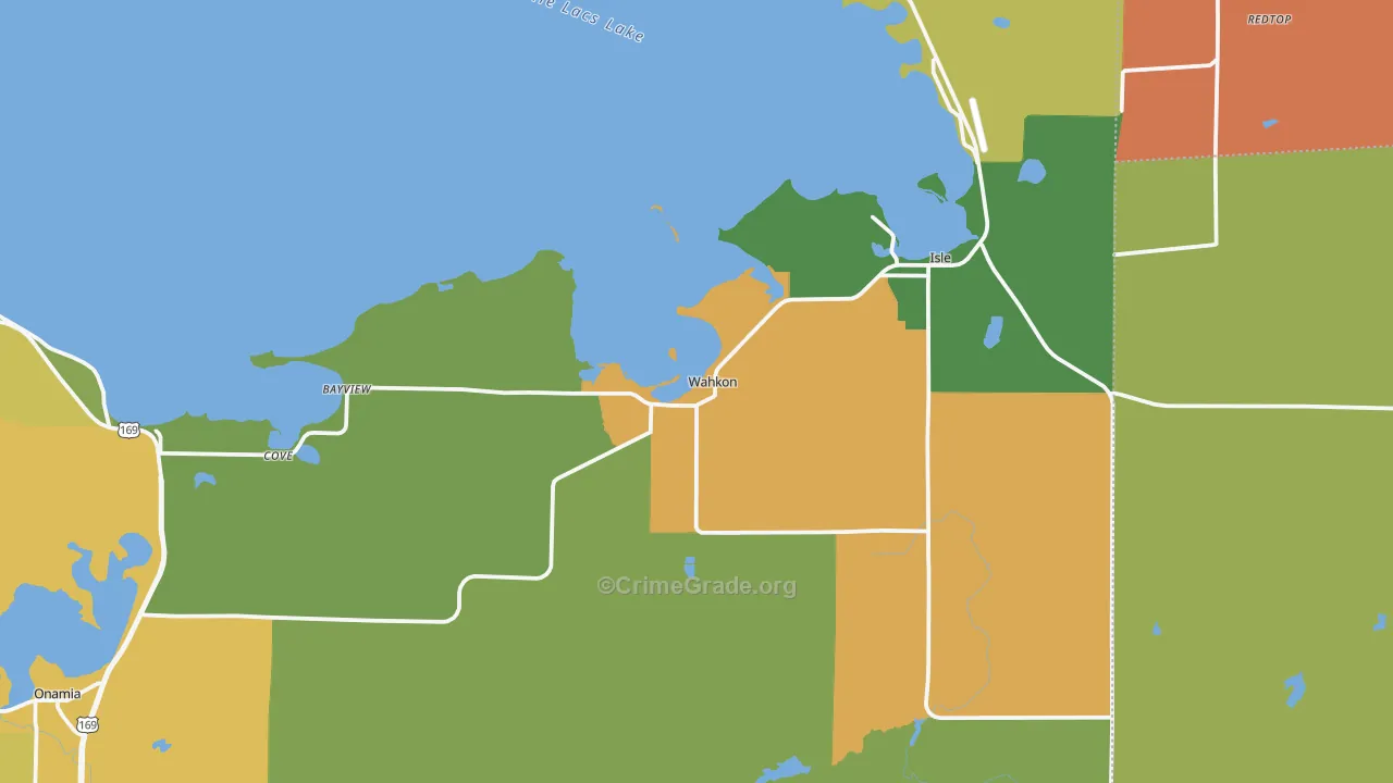 Wahkon, MN Map of Drug-Related Crime Rates