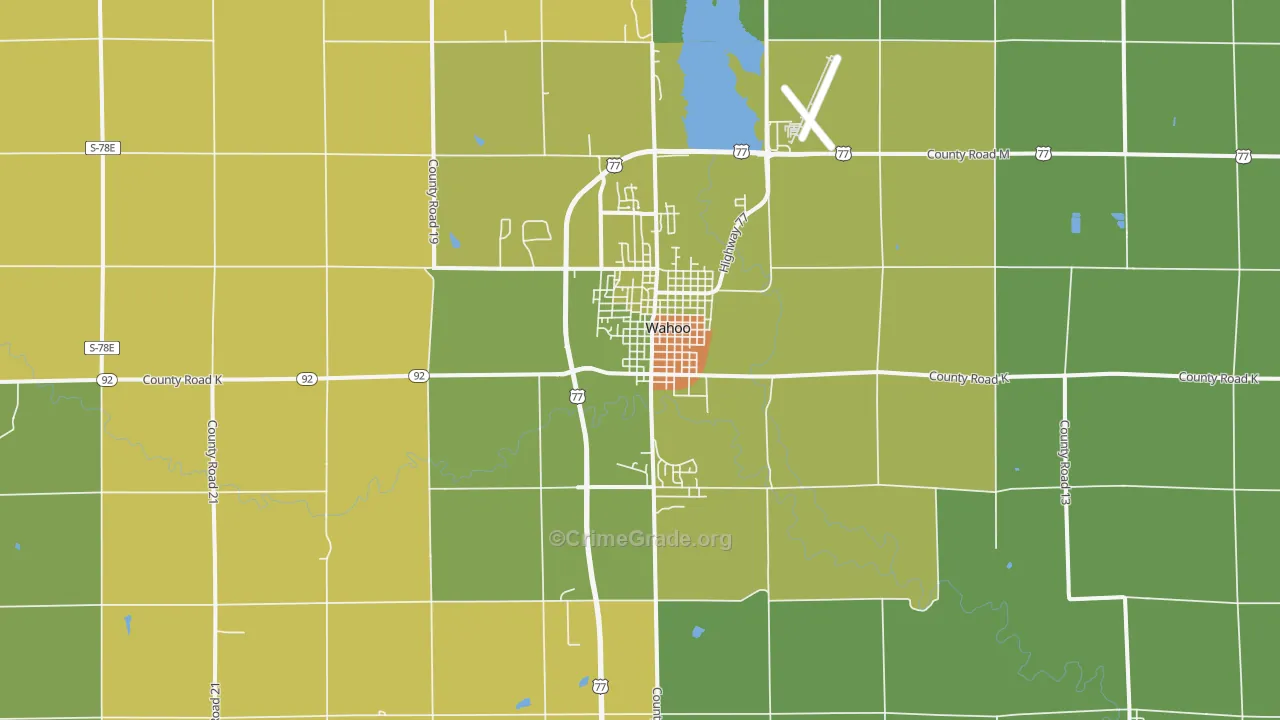 Wahoo, NE Map of Drug-Related Crime Rates