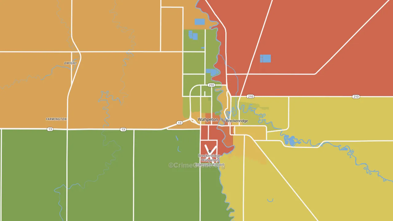 Wahpeton, ND Map of Drug-Related Crime Rates